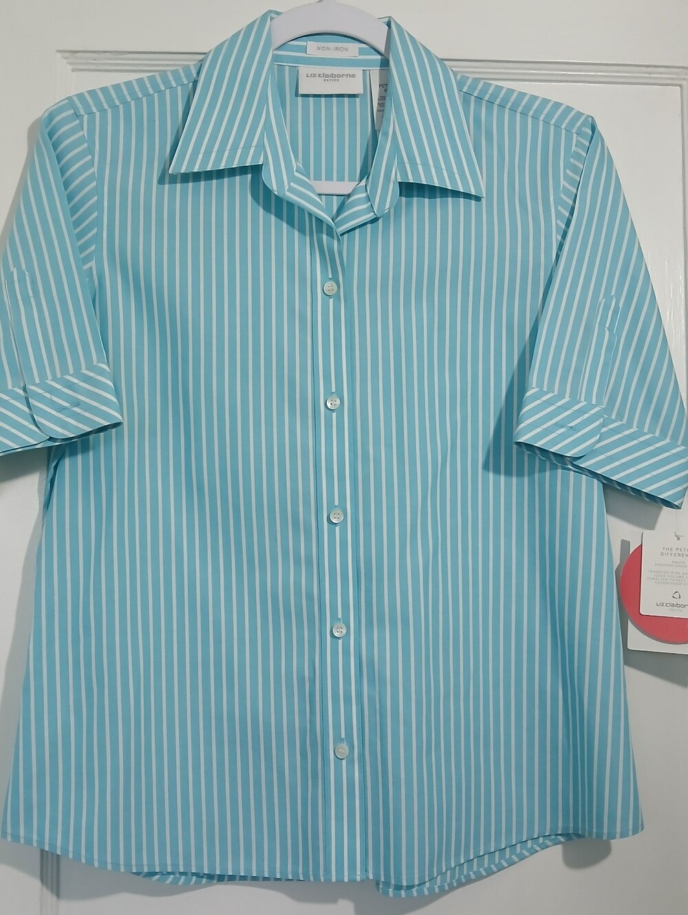 Liz Claiborne Non-Iron Striped Short Sleeve Button-Up - NWT
